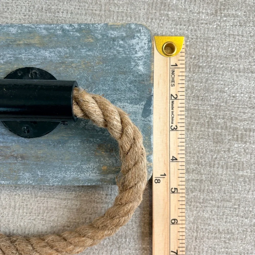 Rustic Nautical Rope Towel Ring Distressed Wood Look Wall Mount Coastal Lake